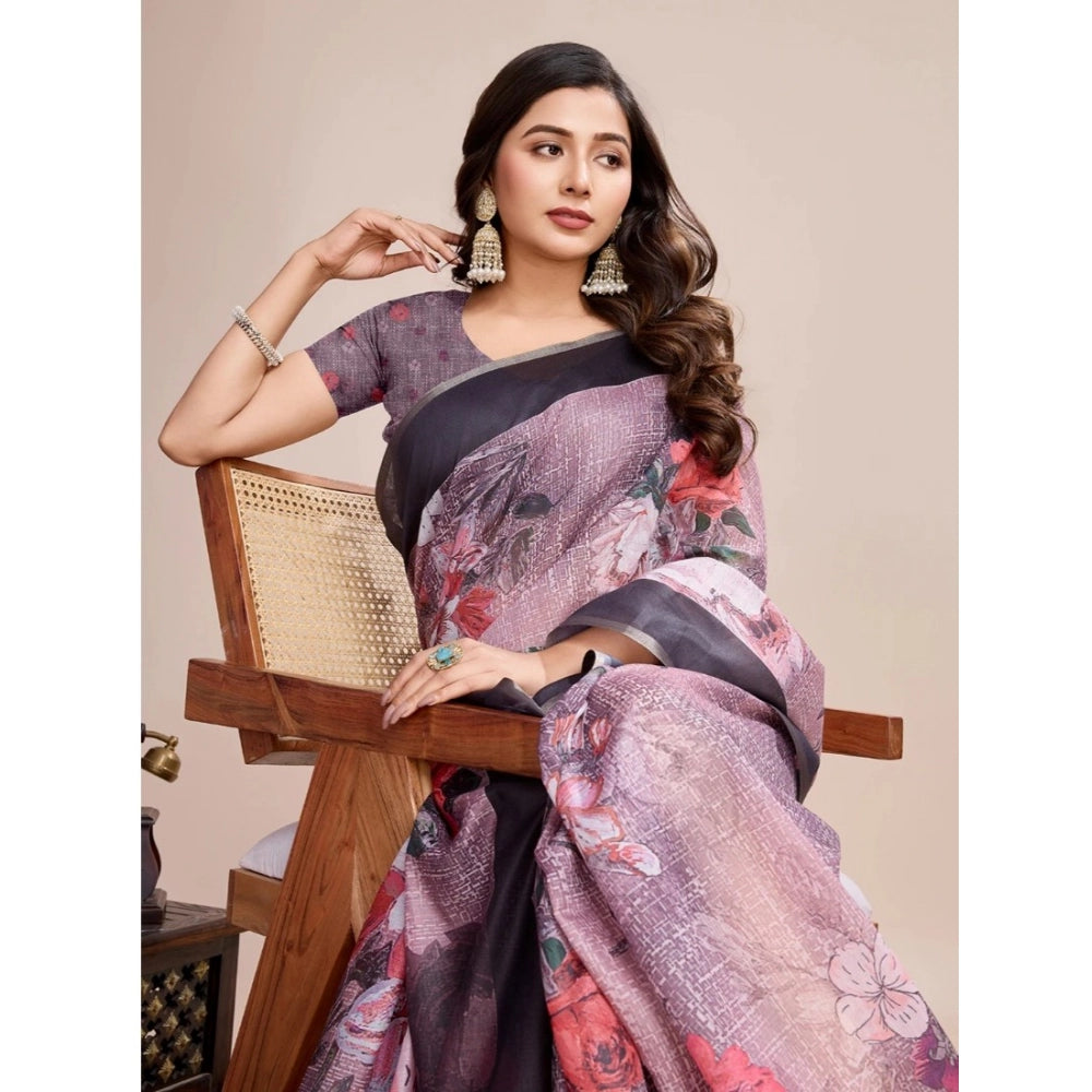 Generic Women's Georgette Embroidered  Saree With Unstitched Blouse (5.5Mtr, Multicolor)