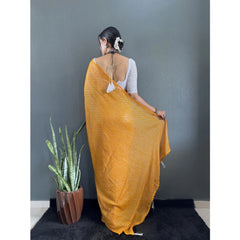 Generic Women's Chiffon Woven Bollywood Saree With Unstitched Blouse (5.5Mtr, Mustard)