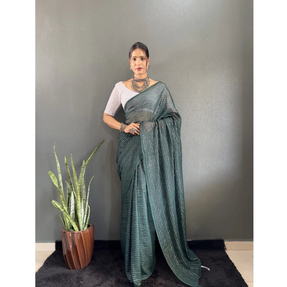 Generic Women's Chiffon Woven Bollywood Saree With Unstitched Blouse (5.5Mtr, Green)