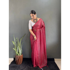 Generic Women's Chiffon Woven Bollywood Saree With Unstitched Blouse (5.5Mtr, Pink)
