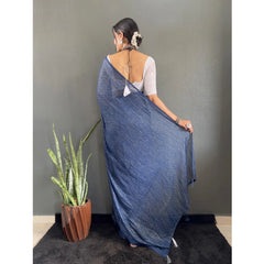 Generic Women's Chiffon Woven Bollywood Saree With Unstitched Blouse (5.5Mtr, Navy)