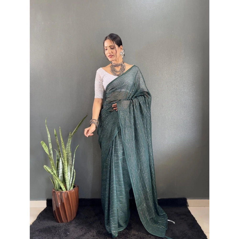 Generic Women's Chiffon Woven Bollywood Saree With Unstitched Blouse (5.5Mtr, Green)