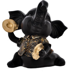 Elephant Playing Musical Instrument Multicolor showpiece.
