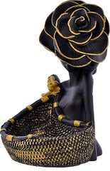Black Lady with Basket Statue for Showpiece.
