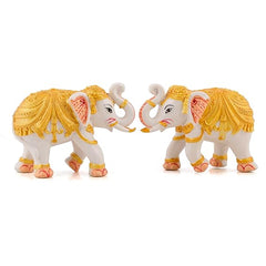 Elephant Statue Modern Style White and Golden Decoration Suitable for Living Room,