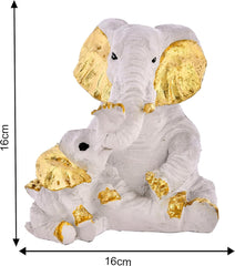 Small Elephant Family Mom and Baby Sculpture