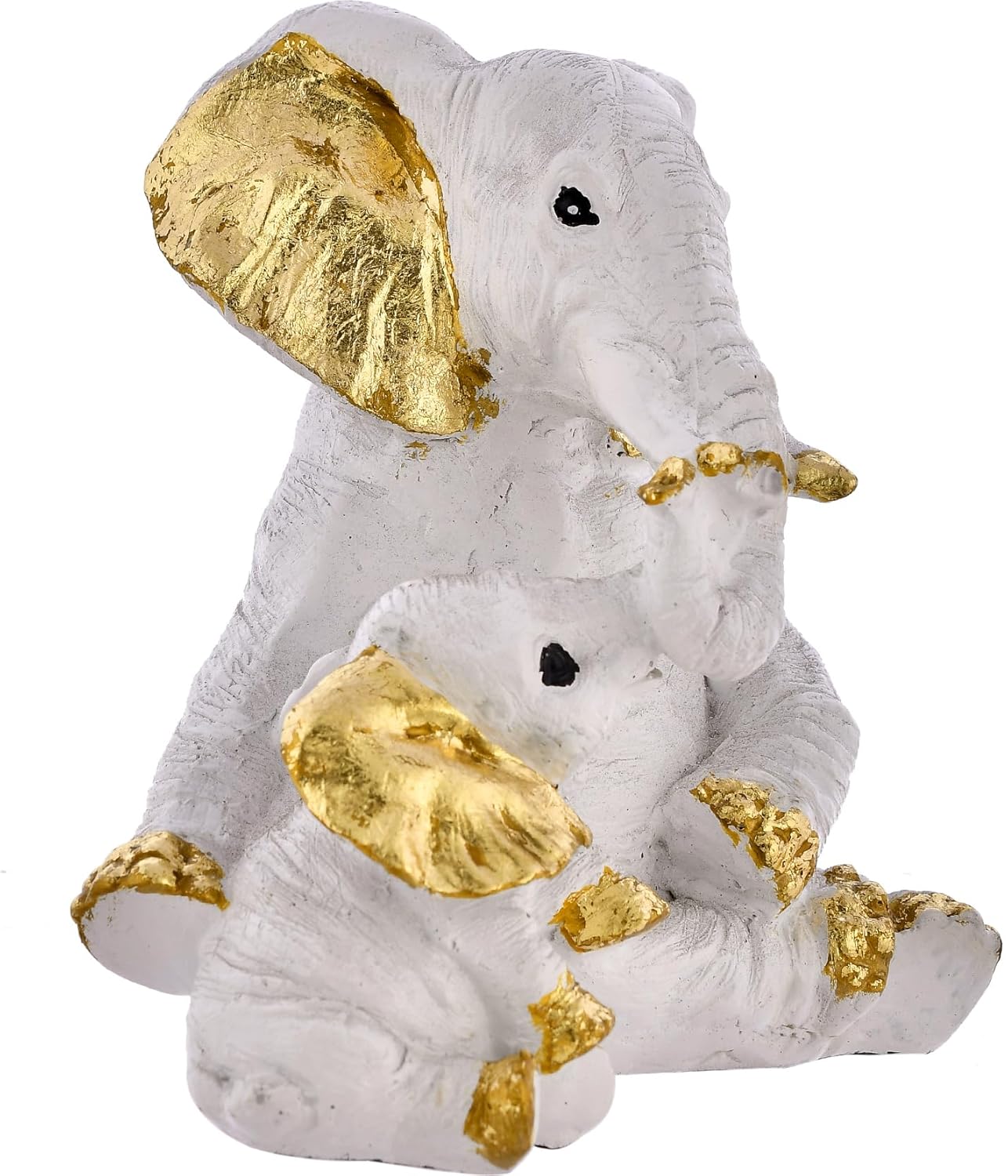 Small Elephant Family Mom and Baby Sculpture