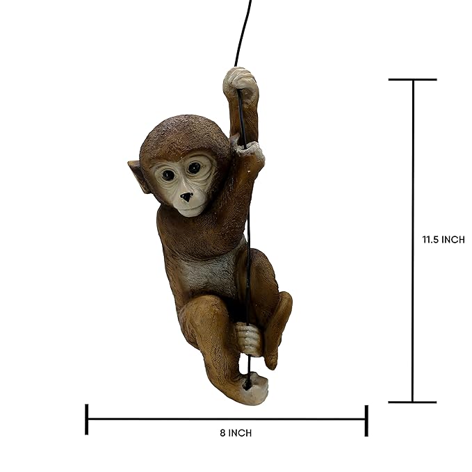 Hanging Monkey Garden Decor Resin Monkey Climbing Hanging Animal Statue with Rope shwpiece for Gift