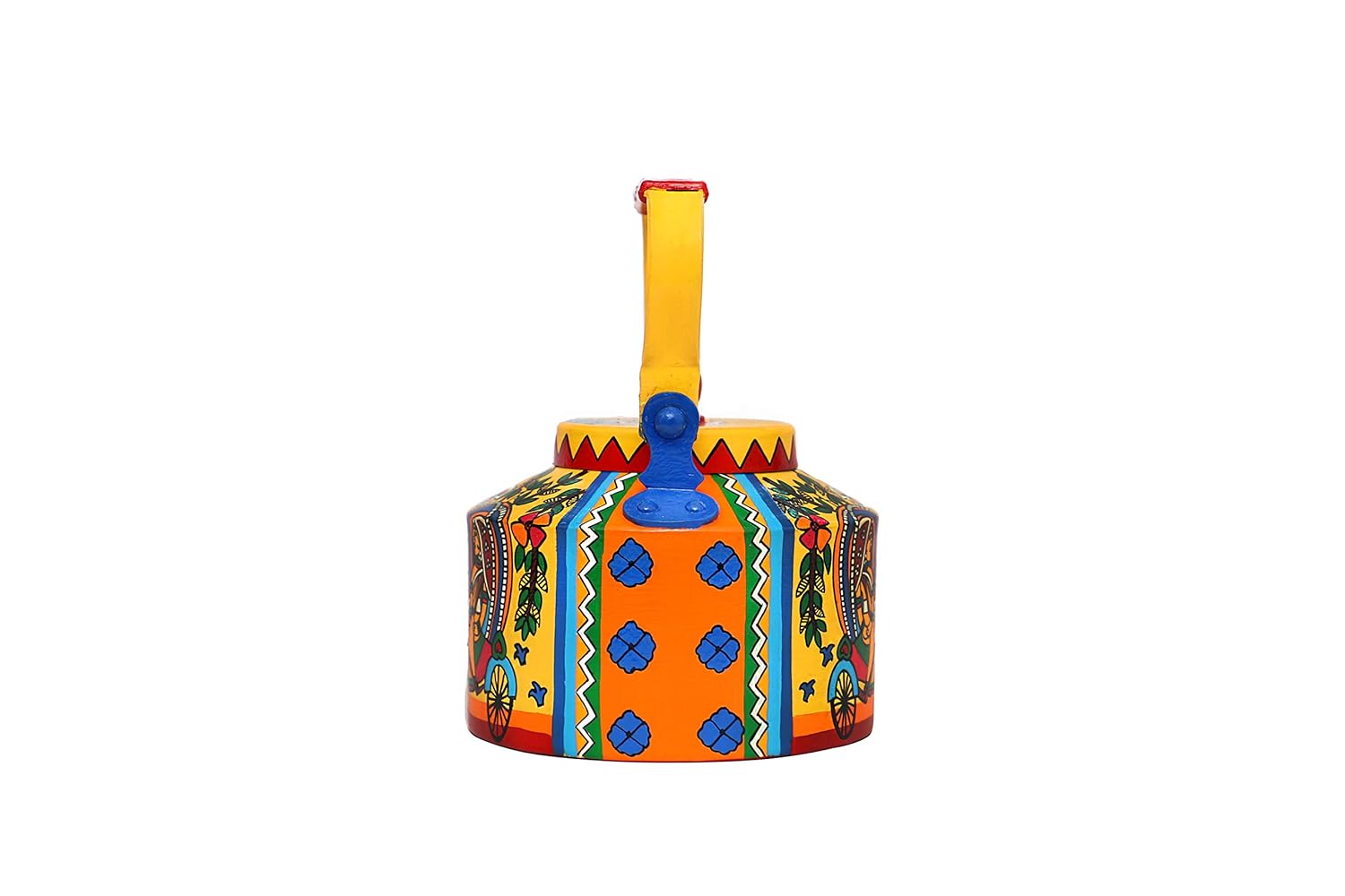 Mug Hand Painted & Hand Designed Colourful Decorative Traditional Village Theme Desi Tea Chai Aluminium Kettle