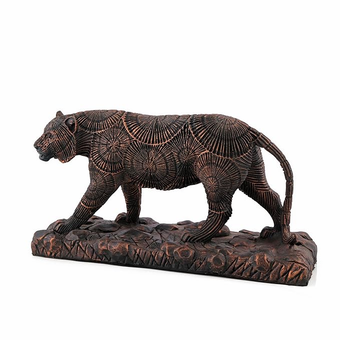 Brown Polyresin and Bronze Sharni Statue Decorative Animal Figurine Showpiece