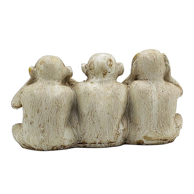 Polyresin Three Wise Monkeys Statue Showpiece for Home Decor Decoration and Gifting