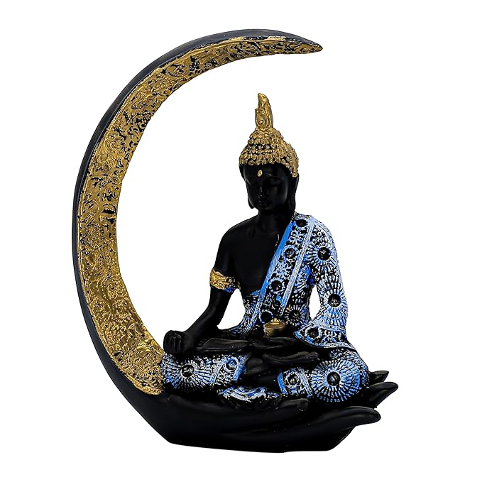 Moon Buddha Statue Showpiece for Home Decor - Office Decor - Gifting - Lord Buddha Idol Polyresin Decorative Figurine