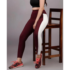 Generic Women's Polyester Solid Ankle length High Waisted Tights (Maroon)