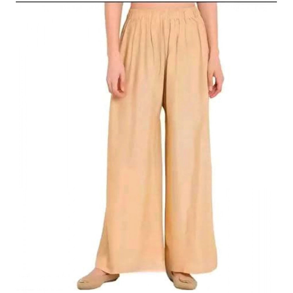 Generic Women's Casual Rayon Solid Ankle Length Palazzo (Golden , Free Size)