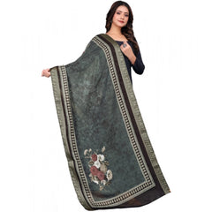 Generic Women's chanderi silk  Printed Dupatta (Black, Length: 2 Mtr)