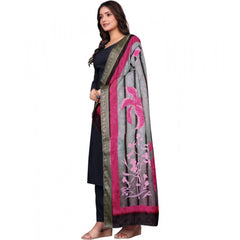 Generic Women's chanderi silk  Printed Dupatta (Black, Length: 2 Mtr)