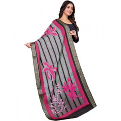 Generic Women's chanderi silk  Printed Dupatta (Black, Length: 2 Mtr)
