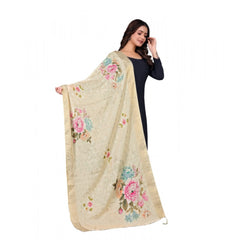 Generic Women's chanderi silk  Printed Dupatta (Beige, Length: 2 Mtr)