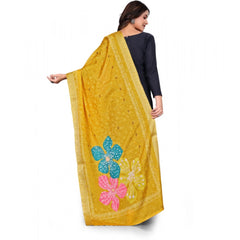 Generic Women's chanderi silk  Printed Dupatta (Yellow, Length: 2 Mtr)