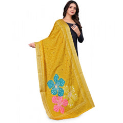 Generic Women's chanderi silk  Printed Dupatta (Yellow, Length: 2 Mtr)