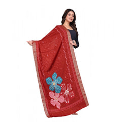 Generic Women's chanderi silk  Printed Dupatta (Red, Length: 2 Mtr)
