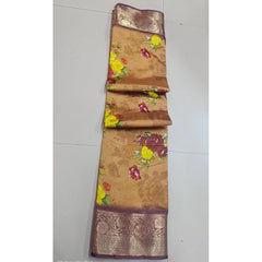 Generic Women's Digital Dolla Silk Printed Saree With Unstitched Blouse 5.5Mtr (Mustard)