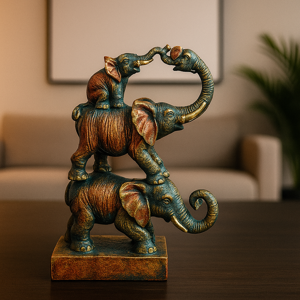 Stacked Elephant Statue Decor