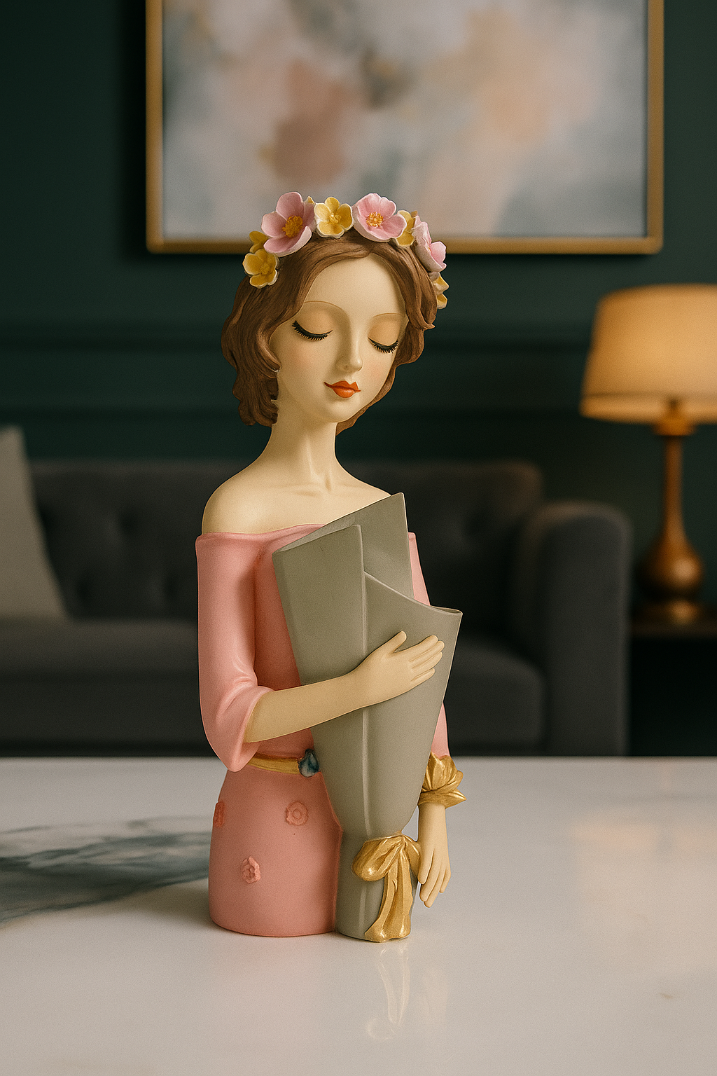Lady with Horse decor sculpture set