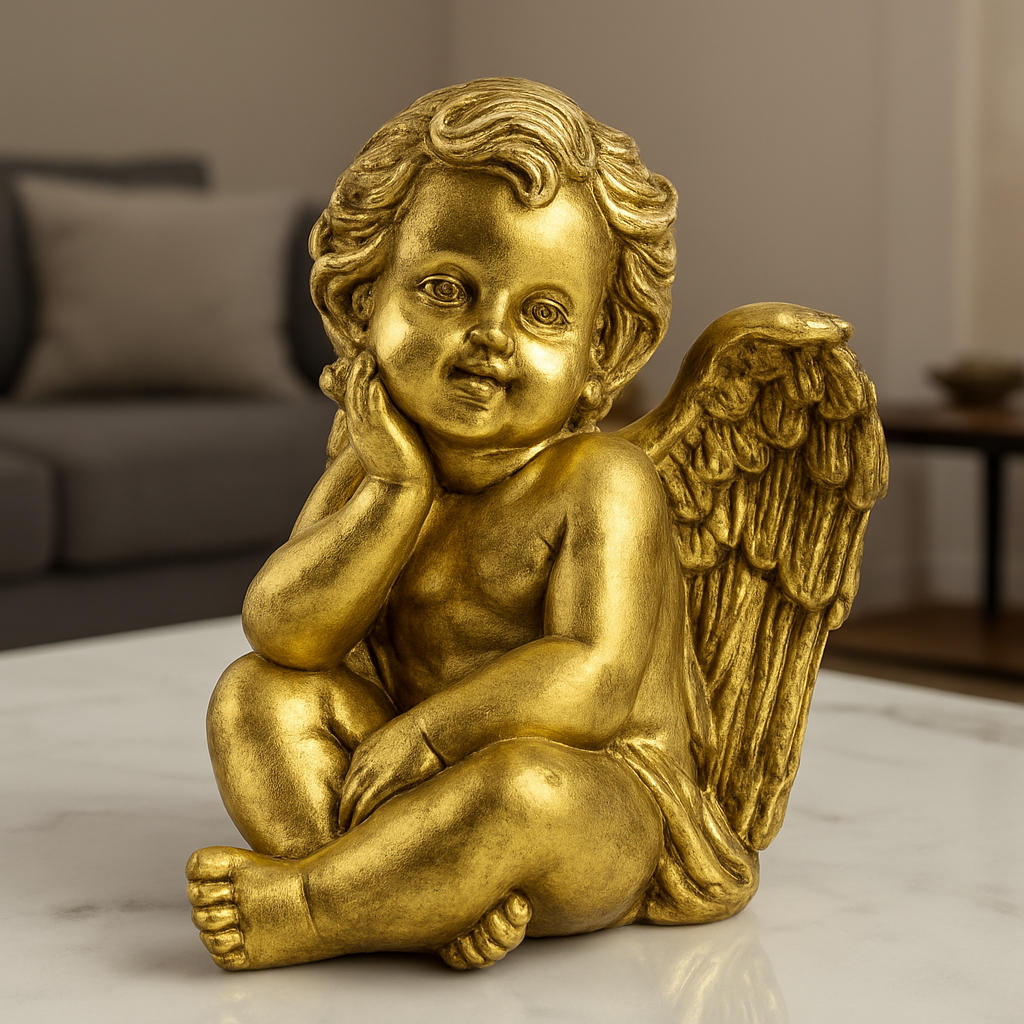 Golden Sitting Angel Decor Statue