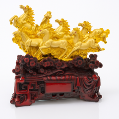 Seven Horse Statue for Vastu – Golden Running Horses Showpiece for Home & Office Decor