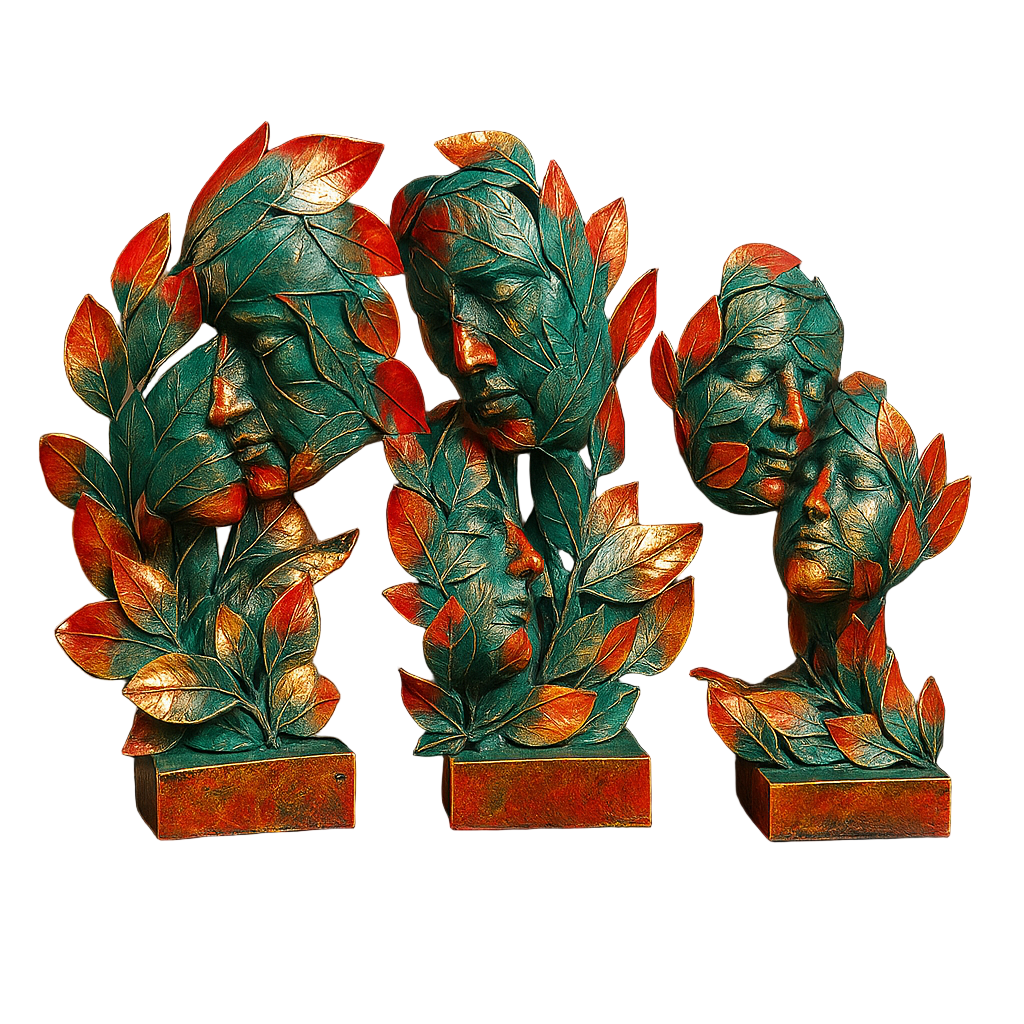 Leaf Face Sculpture Set