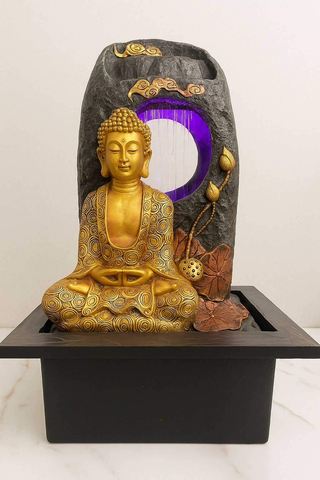 Buddha Water Fountain with LED Lights