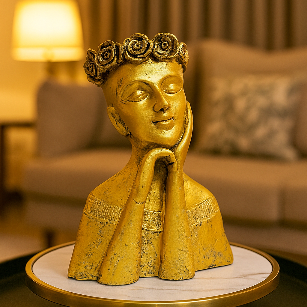 Golden Abstract Woman Bust Vase showpiece