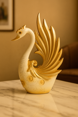 white and gold swan couple showpiece