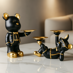 Luxury Black & Gold Butler  Showpiece Set