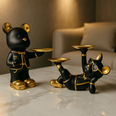 Luxury Black & Gold Butler  Showpiece Set