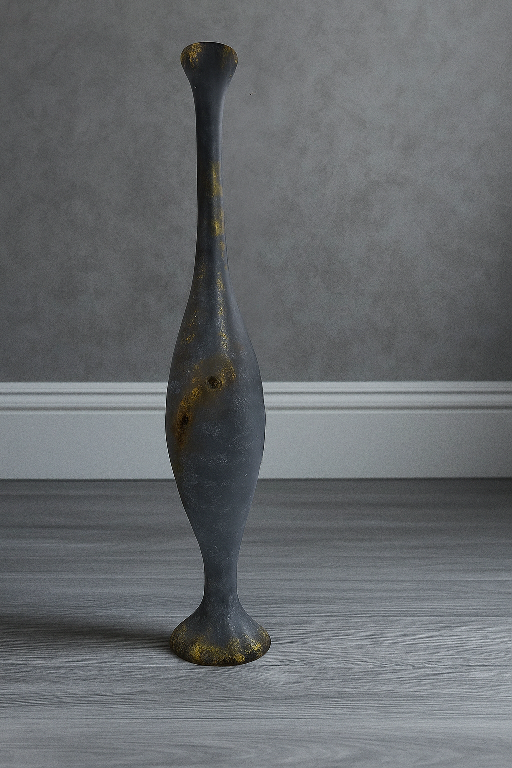 Tall Metallic Grey Polyresin Vase