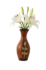 Decorative Wooden Finish Flower Vase – Elegant Resin Flower Vase
