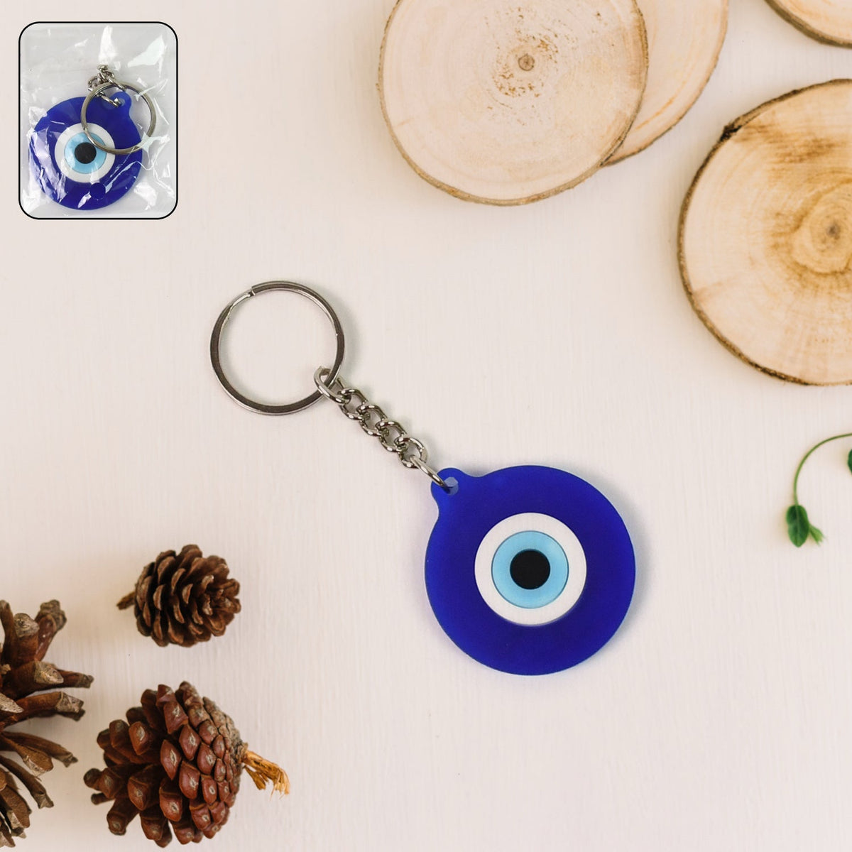 Evil Eye Rubber Silicone Keychain (Blue)