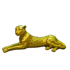 Golden Cheetah Statue for Home Decor | Metallic Wild Animal Showpiece | Modern Tabletop Figurine for Style