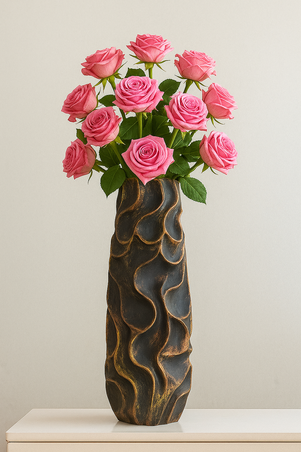 Luxury Black & Gold Decor Vase – Elegant Resin Vase