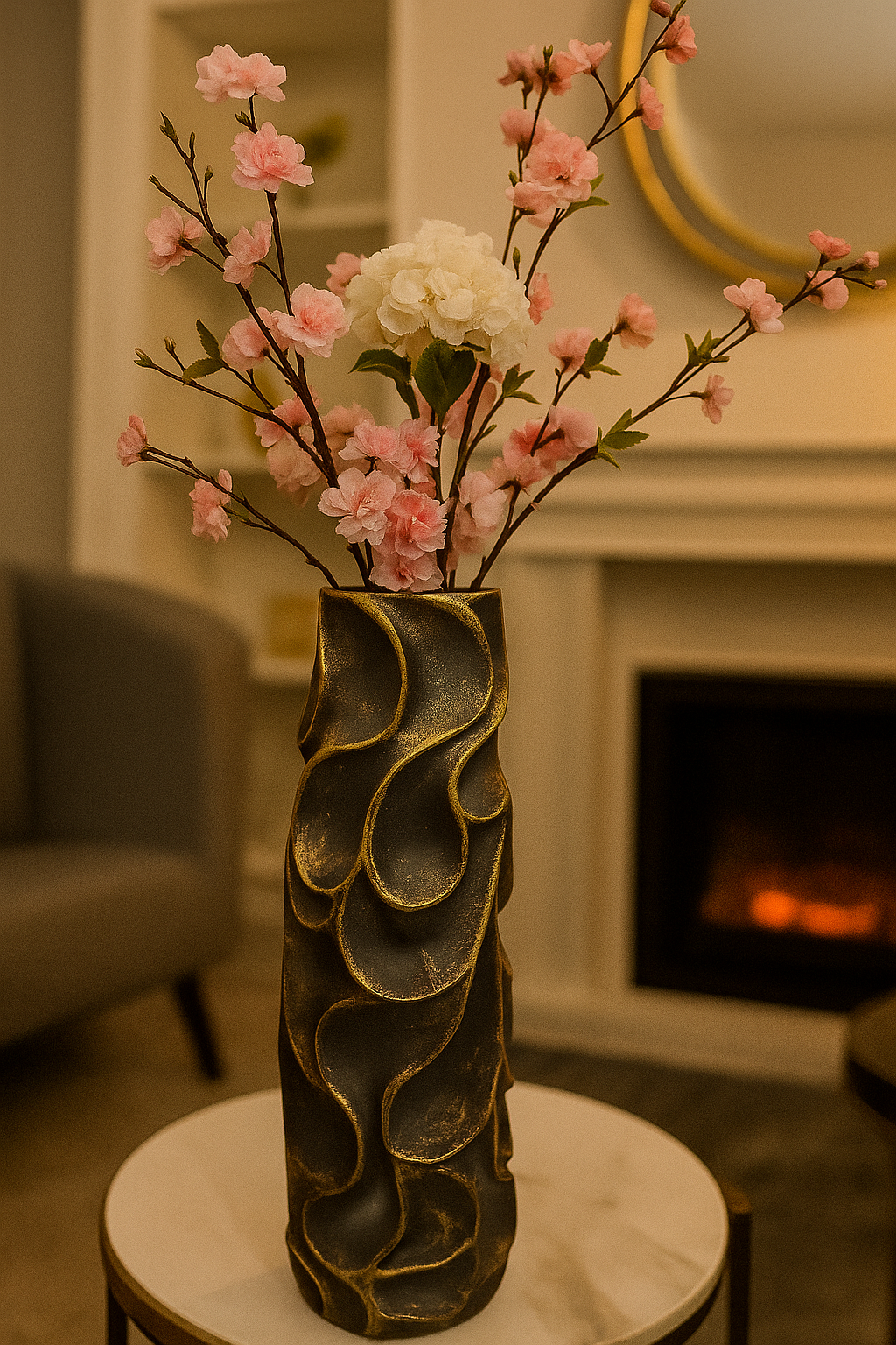 Luxury Black & Gold Decor Vase – Elegant Resin Vase for Home Decor