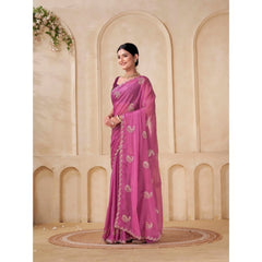 Generic Women's Digital Printed  Georgette Saree With Unstitched Blouse (Pink, 5-6 Mtrs)