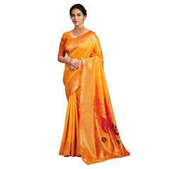 Generic Women's Silk Blend Zari Weaving Saree With Unstitched Blouse 5.5Mtr (Mustard)