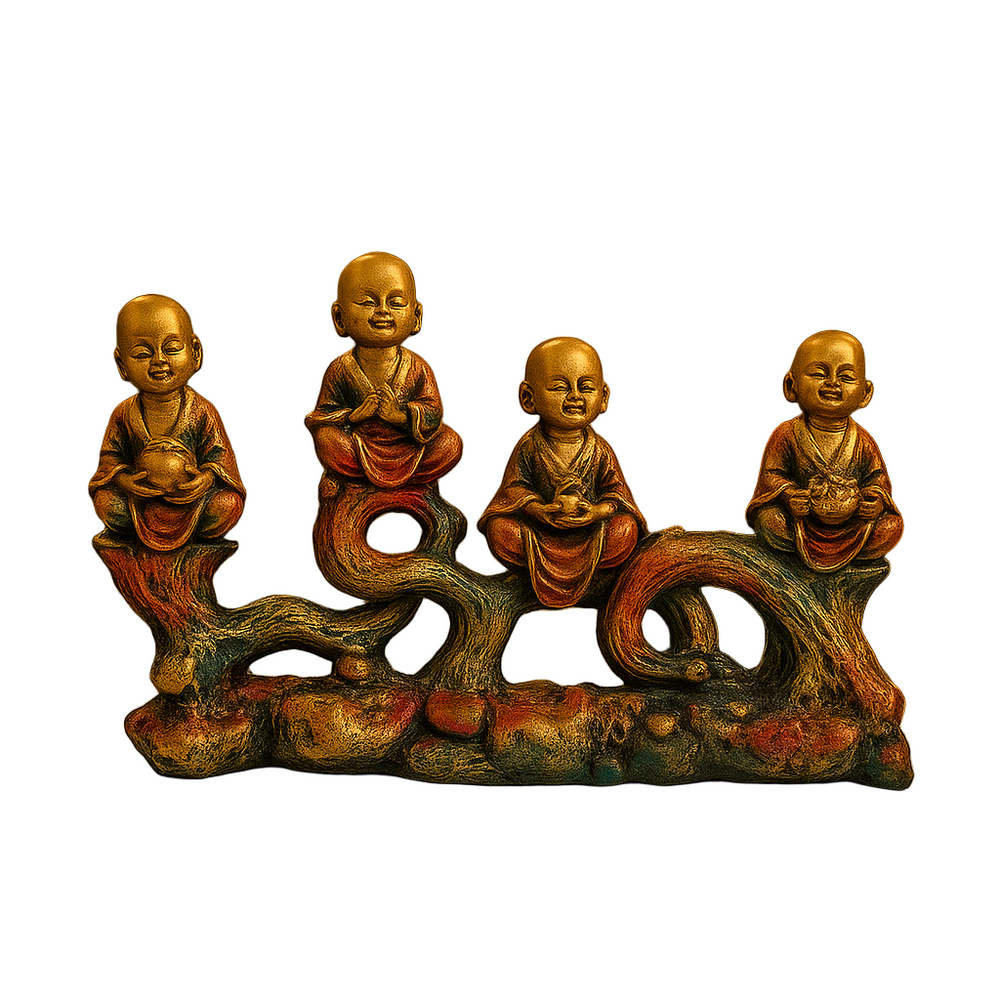 Polyresin Monk Figurine Set Sculpture
