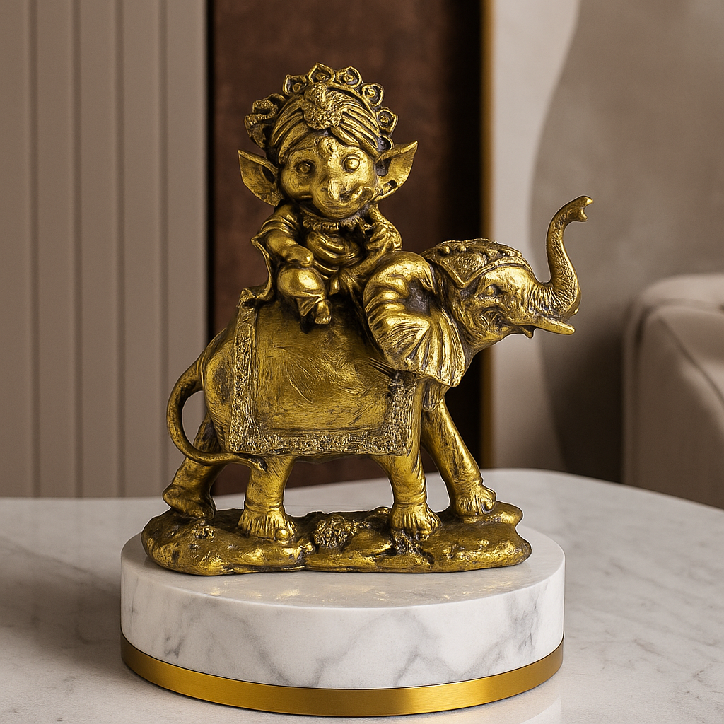 Premium Ganesh Elephant Showpiece – Handcrafted Ganesha Resin Statue