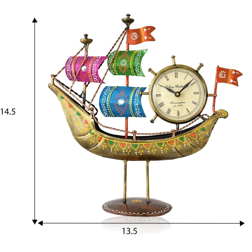 Ship-Themed Metal Table Clock | Ideal Corporate Gift