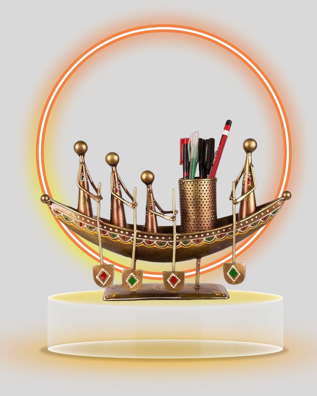 Handicrafted Boat Shape Pen, Pencil Holder