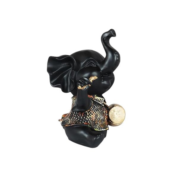 Handicrafts Elephant Showpiece with Instrument for Home Decorations