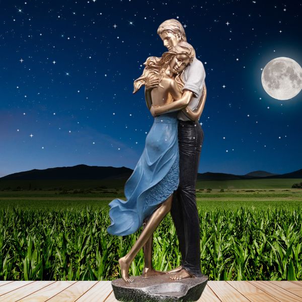 Romantic Love Couple Showpiece for Home Decor Anniversary Wedding Valentine Beautiful Gift Items (Love Couple Statue - Blue)
